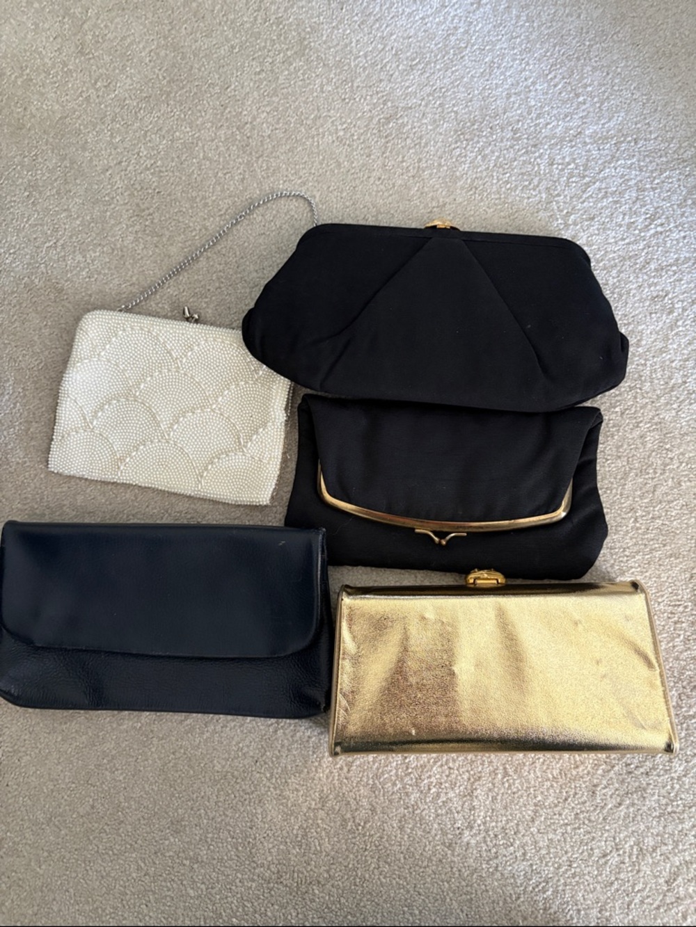 Assorted Evening Clutch Set - Black, White & Gold